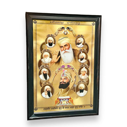 Photo Frame Guru Nanak Dev Ji, Guru Gobind Singh Ji with 8 Guru -BA- (SIZE- 24 x 36)- 9351235048666