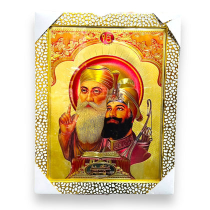 Photo Frame Guru Gobind Singh and Guru Nanak Dev Ji BA- (SIZE- 12 x 16)- Golden- 9351235048895