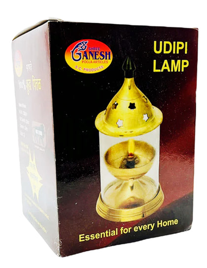 Brass Jyot Stand with Glass (Udipi Lamp) NO.1