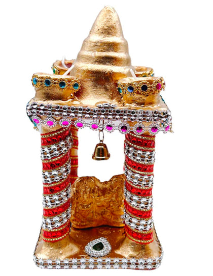 Clay Diwali Hatri Square Golden Stone-(9351235029702)