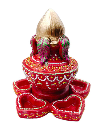 Fancy Clay Diya Kalash 1Pc (Kalash-5 Diyas)