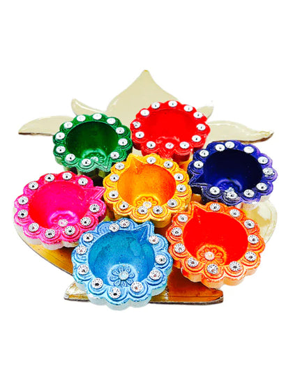 Fancy Clay Diya Kumbh Flower (Set of 7)