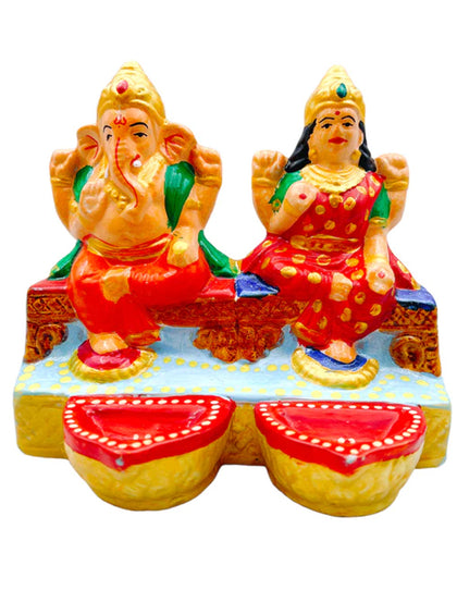 Fancy Clay Diya Laxmi Ganesh 1Pc