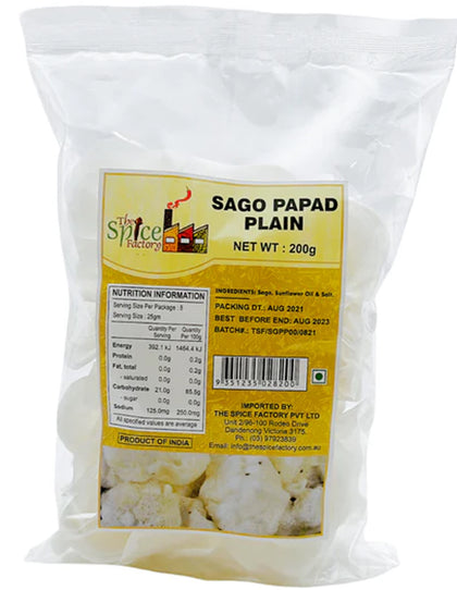 TSF Sabudana/Sego/ Sago Coin Papad Plain 200gm