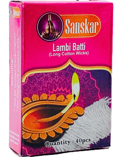Sanskar Cotton Wicks Long 40Pc (Diya Batti)